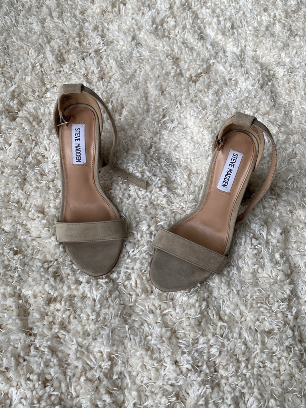 Steve Madden Taupe Suede Block Heel Sandals